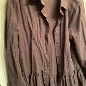 Linen brown button down medium